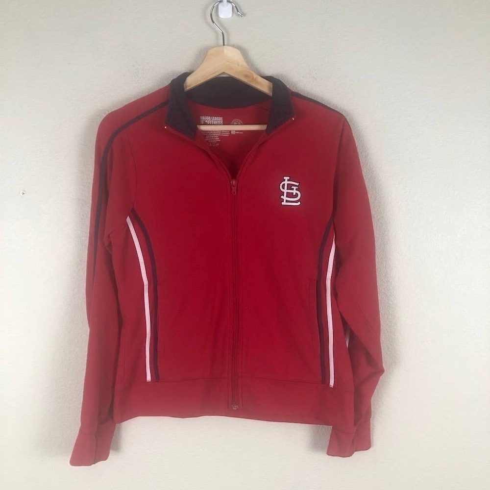 St Louis Cardinals Athletic Track Jacket Womens Red Stretch Full Zip MLB Fan